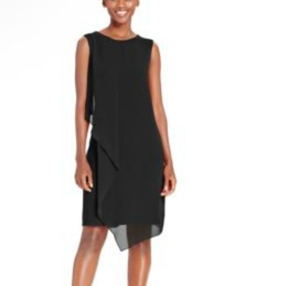 Style & Co Women's Black Asymmetrical Shift Dress Size 4 Sleeveless